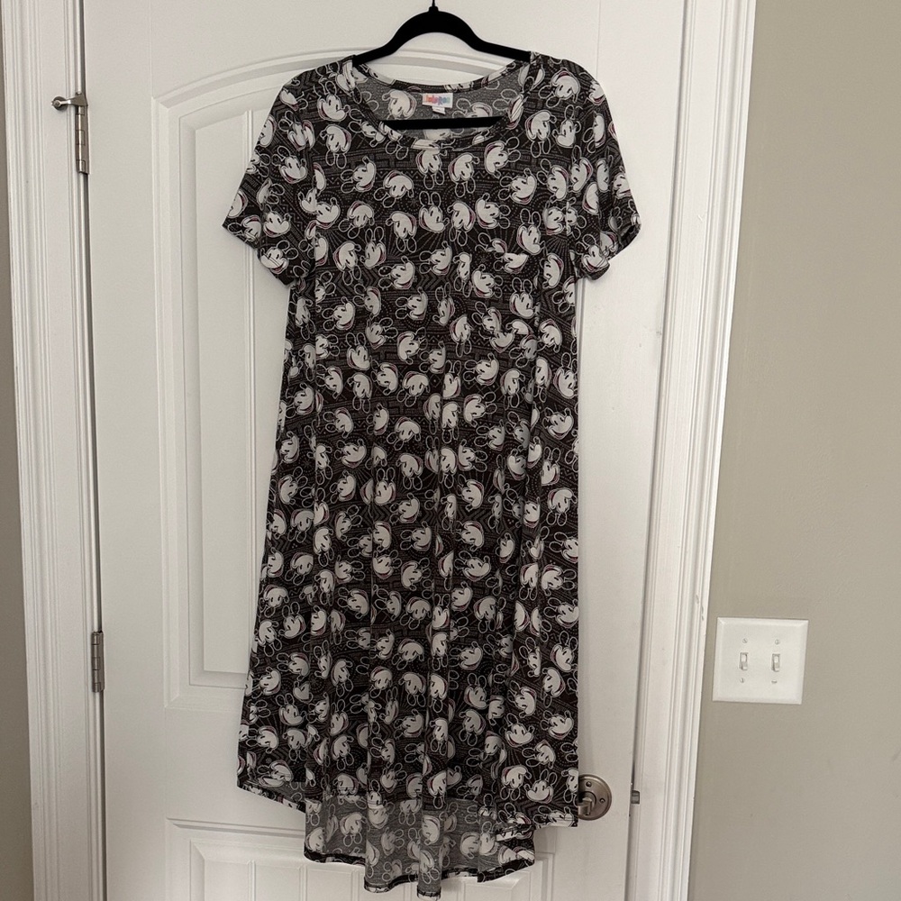 LuLaRoe Black and White High Low Dress Mickey Mouse